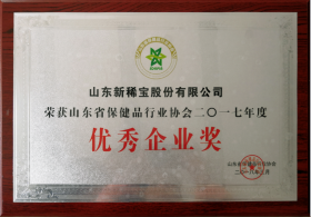 2018年3月被山東省保健品行業(yè)協(xié)會評為“二0一七年度優(yōu)秀企業(yè)獎”